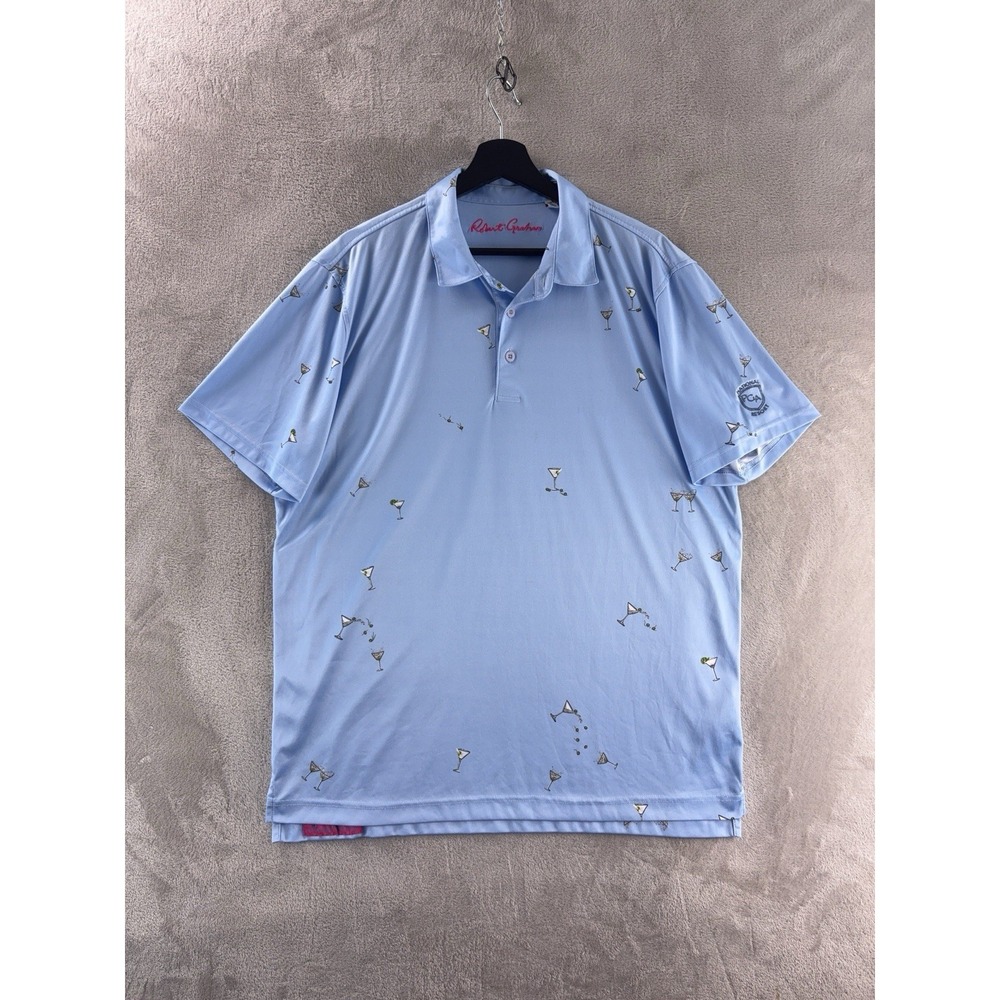 Robert Graham Polo Shirt Mens Size XL Blue National PGA Resort Casual Golf